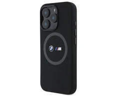 BMW BMHMP16X23SROK Apple iPhone 16 Pro Max 6.9" dėklas telefonui juodos spalvos M Silikoninis Printed Ring MagSafe