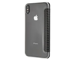 BMW BMTRBKI65PUCARTCBKApple iPhone XS Max book dėklas telefonui juodos spalvos Carbon Tricolor Stripe
