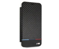 BMW BMTRBKI65PUCARTCBKApple iPhone XS Max book dėklas telefonui juodos spalvos Carbon Tricolor Stripe