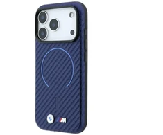 Dėklas BMW M Carbon Printed Ring MagSafe do iPhone 18 Pro / 17 Pro tamsiai mėlyna