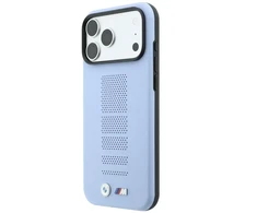 Dėklas BMW M Mėlyna Perfo Metal Logo MagSafe do iPhone 18 Pro / 17 Pro mėlyna