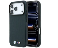 Dėklas BMW M Quadrille Kevlar Metal Logo MagSafe do iPhone 18 Pro Max / 17 Pro Max tamsiai mėlyna