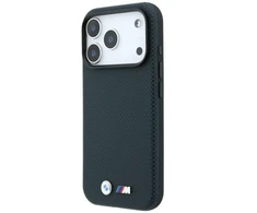Dėklas BMW M Quadrille Kevlar Metal Logo MagSafe do iPhone 18 Pro Max / 17 Pro Max tamsiai mėlyna