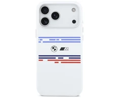 BMW M Silicon Horizontal Line MagSafe dėklas Apple iPhone 17 Pro Max baltos spalvos