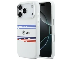 BMW M Silicon Horizontal Line MagSafe Dėklas skirtas Apple iPhone 17 Pro baltos spalvos