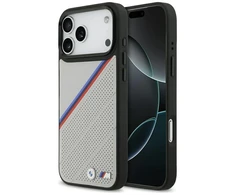 Dėklas BMW M Tricolor Metal Logo MagSafe skirtas Apple iPhone 17 Pro Max pilkos spalvos