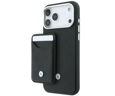 Rinkinys Dėklas + portfel BMW Quilted Pattern Metal Logo do iPhone 18 Pro Max / 17 Pro Max juoda
