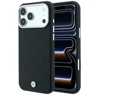 Dėklas BMW Sign Deboss Quilted Metal Logo MagSafe Case for iPhone 18 Pro / 17 Pro - Juodas