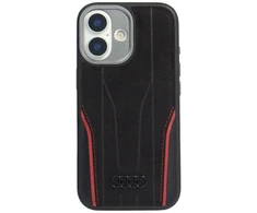 Dėklas Audi R8 Genuine Leather MagSafe skirtas Apple iPhone 17 juodos spalvos-raudonos spalvos
