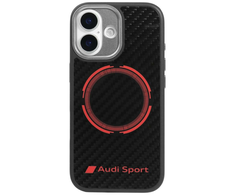 Dėklas Audi RSQ Carbon Fiber Sport Raudona Circle MagSafe skirtas Apple iPhone 17 juodos spalvos