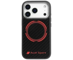 Dėklas Audi RSQ Carbon Fiber Sport Raudona Circle MagSafe skirtas Apple iPhone 17 Pro juodos spalvos