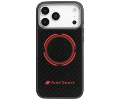 Dėklas Audi RSQ Carbon Fiber Sport Raudona Circle MagSafe skirtas Apple iPhone 17 Pro Max juodos spalvos