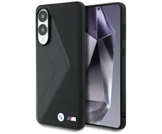 Dėklas BMW Leather Oversized Stripes MagSafe skirtas Samsung Galaxy S25 Edge juodos spalvos