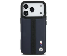 Dėklas BMW M Perforated Stripe Logo MagSafe Apple iPhone 17 Pro navy mėlynas