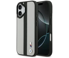Dėklas BMW M Perskirtasated Stripe Logo MagSafe skirtas Apple iPhone 17 pilkos spalvos