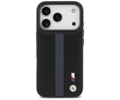 Dėklas BMW M Perforated Stripe Logo MagSafe Apple iPhone 17 Pro mėlynas