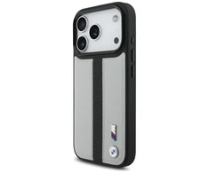 Dėklas BMW M Perskirtasated Stripe Logo MagSafe skirtas Apple iPhone 17 Pro pilkos spalvos