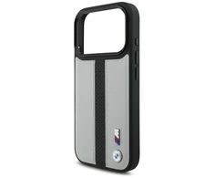 Dėklas BMW M Perforated Stripe Logo MagSafe Apple iPhone 17 Pro pilka