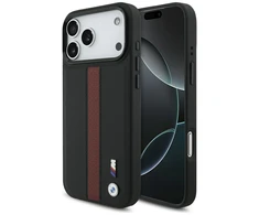 Dėklas BMW M Perskirtasated Stripe Logo MagSafe skirtas Apple iPhone 17 Pro Max raudonos spalvos