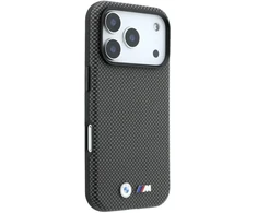 Dėklas BMW M Quadrille Kevlar Metal Logo MagSafe Case for iPhone 17 Pro / 18 Pro - Gray