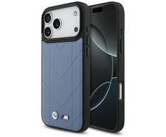 Dėklas BMW M Quilted Logo MagSafe skirtas Apple iPhone 17 Pro Max mėlynos spalvos