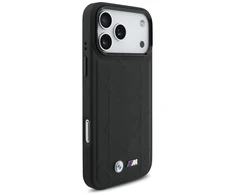 Dėklas BMW M Quilted Logo MagSafe Apple iPhone 17 Pro Max juodos spalvos