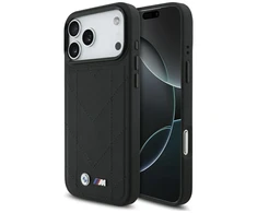 Dėklas BMW M Quilted Logo MagSafe skirtas Apple iPhone 17 Pro Max juodos spalvos