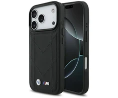 Dėklas BMW M Quilted Logo MagSafe skirtas Apple iPhone 17 Pro juodos spalvos