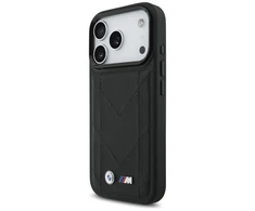 Dėklas BMW M Quilted Logo MagSafe skirtas Apple iPhone 17 Pro juodos spalvos