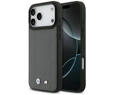 Dėklas BMW M Quilted Logo MagSafe skirtas Apple iPhone 17 Pro Max antracito spalvos