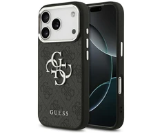 GUESS case for IPHONE 17 Pro GUHCP17LP4G4SMCK (4G PU Odinis dėklas with Big 4G and Classic Logo and Sidabrinis Metal Camera Frame) juodas