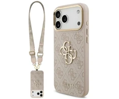 Dėklas Guess 4G Big 4G Classic Logo Big Strap Metal Mygtukai, skirtas iPhone 18 Pro Max / 17 Pro Max, rožinis