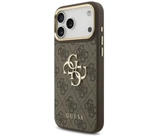 Dėklas Guess 4G Big 4G Classic Logo Big Strap Metal Mygtukai do iPhone 18 Pro Max / 17 Pro Max ruda