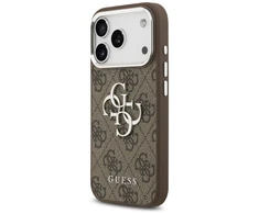 „Guess 4G Big 4G Classic Logo“ dėklas Apple iPhone 17 Pro, rudas / sidabrinis