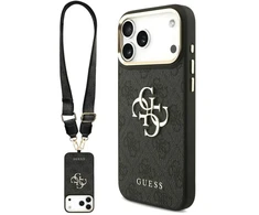 Dėklas Guess 4G Big 4G Classic Logo Big Strap Metal Mygtukai do iPhone 18 Pro / 17 Pro juoda