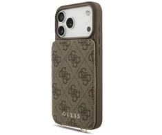 Dėklas Guess 4G Cardslots &amp; Magnetic Closure Crossbody do iPhone 18 Pro / 17 Pro ruda