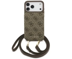 Dėklas Guess 4G Cardslots &amp; Magnetic Closure Crossbody do iPhone 18 Pro / 17 Pro ruda