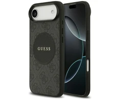 Dėklas GUESS 4G Circle Classic Logo MagSafe skirtas Apple iPhone 17 Air juodos spalvos