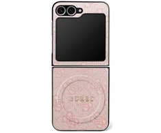 Dėklas Guess 4G Classic MagSafe skirtas Samsung Galaxy Z Flip7 rožinės spalvos