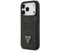 Dėklas Guess 4G Double Card Triangle, skirtas iPhone 18 Pro / 17 Pro, juodas