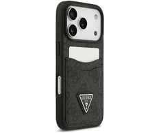 Dėklas Guess 4G Double Card Triangle, skirtas iPhone 18 Pro / 17 Pro, juodas