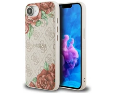 Guess 4G Flowers Print MagSafe iPhone 16e Dėklas - Rožinė