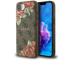 Guess 4G Flowers Print MagSafe dėklas iPhone 16e - ruda