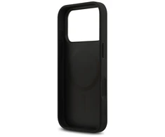 GUESS dėklas, skirtas IPHONE 17 Pro, suderinamas su MagSafe GUHMP17LP4RPSK (4G spausdintos juostelės), juodas