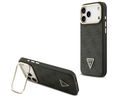 Dėklas Guess 4G PU Triangle Logo &amp; Stir Camera Magsafe skirtas Apple iPhone 17 Pro Max juodos spalvos