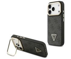 Dėklas Guess 4G PU Triangle Logo &amp; Stir Camera Magsafe skirtas Apple iPhone 17 Pro juodos spalvos