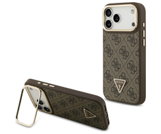 Dėklas Guess 4G PU Triangle Logo &amp; Stir Camera Magsafe skirtas Apple iPhone 17 Pro Max rudos spalvos