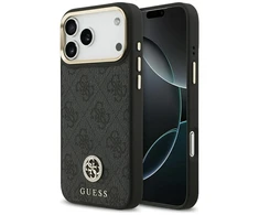 GUESS dėklas, skirtas IPHONE 17 Pro Max, suderinamas su MagSafe GUHMP17XP4GRMDEK (PU W/ 4G Strass Logo) juodas