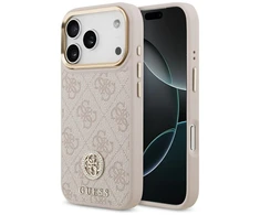 GUESS dėklas, skirtas IPHONE 17 Pro, suderinamas su MagSafe GUHMP17LP4GRMDEP (PU su 4G Strass logotipu), rožinis