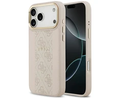 GUESS dėklas, skirtas IPHONE 17 Pro Max, suderinamas su MagSafe GUHMP17XPG4SEMCP (PU su 4G juostele), rožinis
